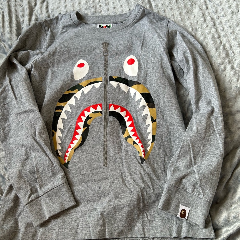 Bape women’s  Gray Shark Face Sweatshirt